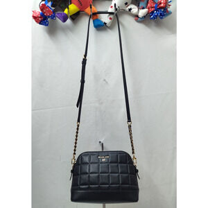 Michael Kors Black Leather Zipper Closure Chain Crossbody Bag